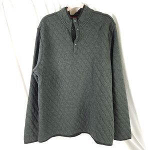 NWOT Chaps Mens XL Gray Quilted 1/4 Snap Long Sleeve Mock Neck Sweatshirt‎